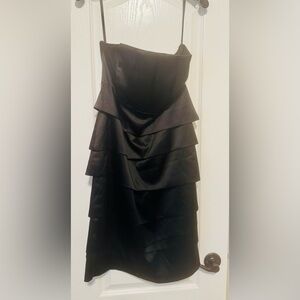 White House Black Market Strapless Black Tiered Dress